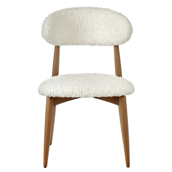 Стул Mod белый искусственный мех с ножками цвета орех