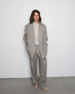 Жакет двубортный из шерсти Стелла Маккартни серо-бежевый