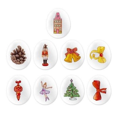 Сахарные фигурки "Медальоны Новый Год МИКС 35х25мм,7шт