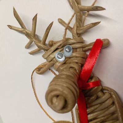 Плетёная игрушка "Лосик" из бумажной лозы украшение подвесное