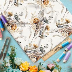 Ткань сатин букет нежных сухоцветов