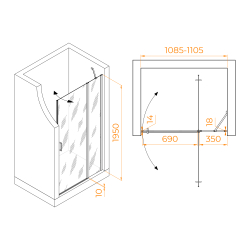 Душевая дверь RGW LE-004B (Прозрачное, 1100)