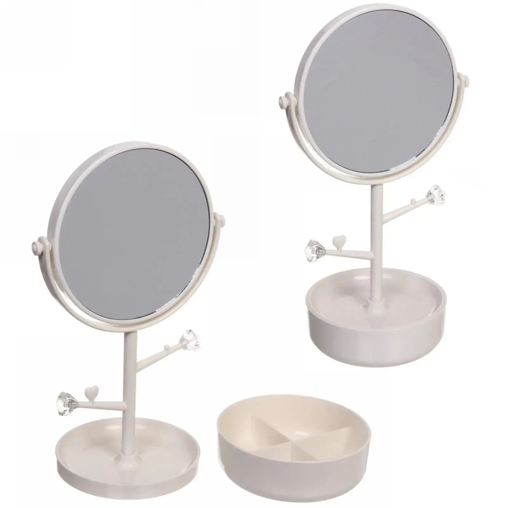 Зеркало настольное с органайзером для косметики «Beauty - Look», цвет белый, 33*14.5см