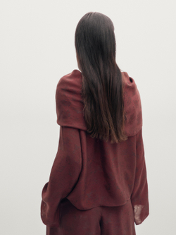 Massimo Dutti Блузка с объемным воротником, цвет жженого апельсина