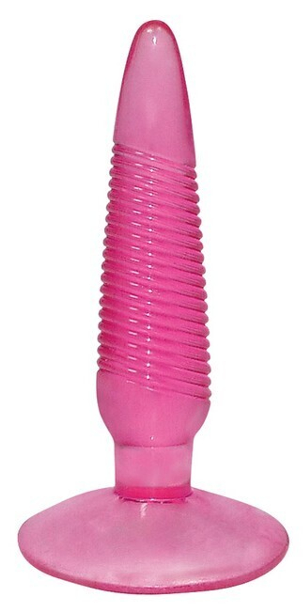 Узкая рельефная пробочка на присоске Anal Go (Цвет: малиновый)