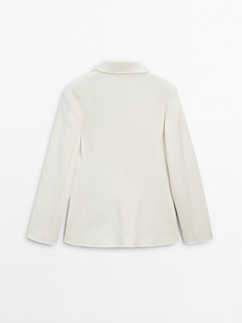 Massimo Dutti Блейзер из тонкой смесовой шерсти, натуральный, кремовый