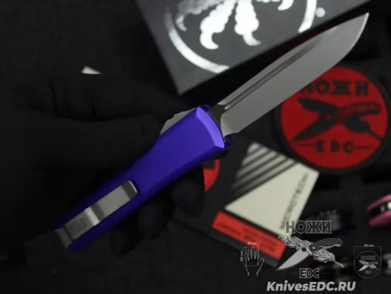 Microtech Ultratech S/E - нож автомат., фиолет. алюм. рук-ть, клинок апокалиптик