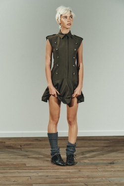 ZARA КОРОТКОЕ ПЛАТЬЕ С ПОДПЛЕЧНИКАМИ И ВОЛАНАМИ, ТЕМНО-ЗЕЛЕНЫЙ