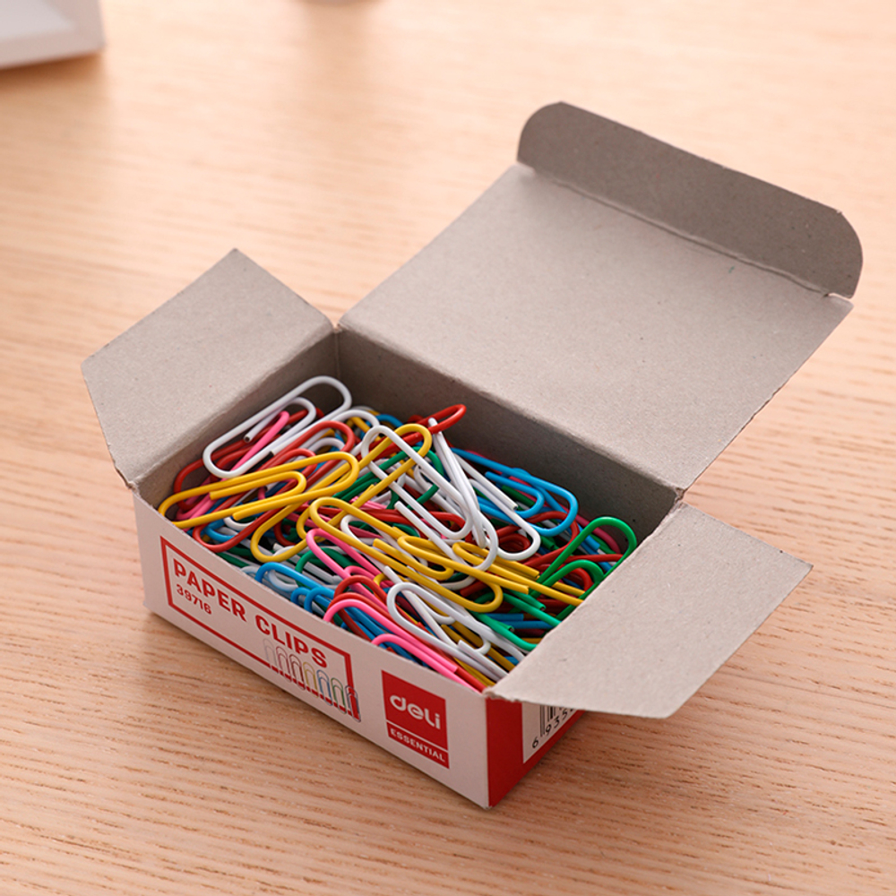Скрепки DELI 33 мм, цветные, 100 шт/упак