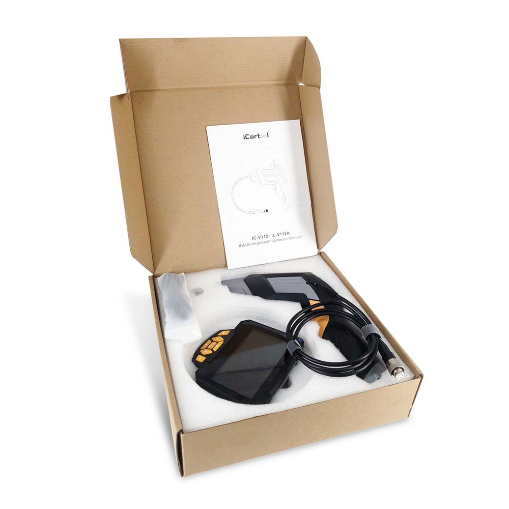 Видеоэндоскоп промышленный, 4.3", 1Мп, 2 камеры, 1280х720, 1м, 8 мм сменный зонд iCartool IC-V112A_1