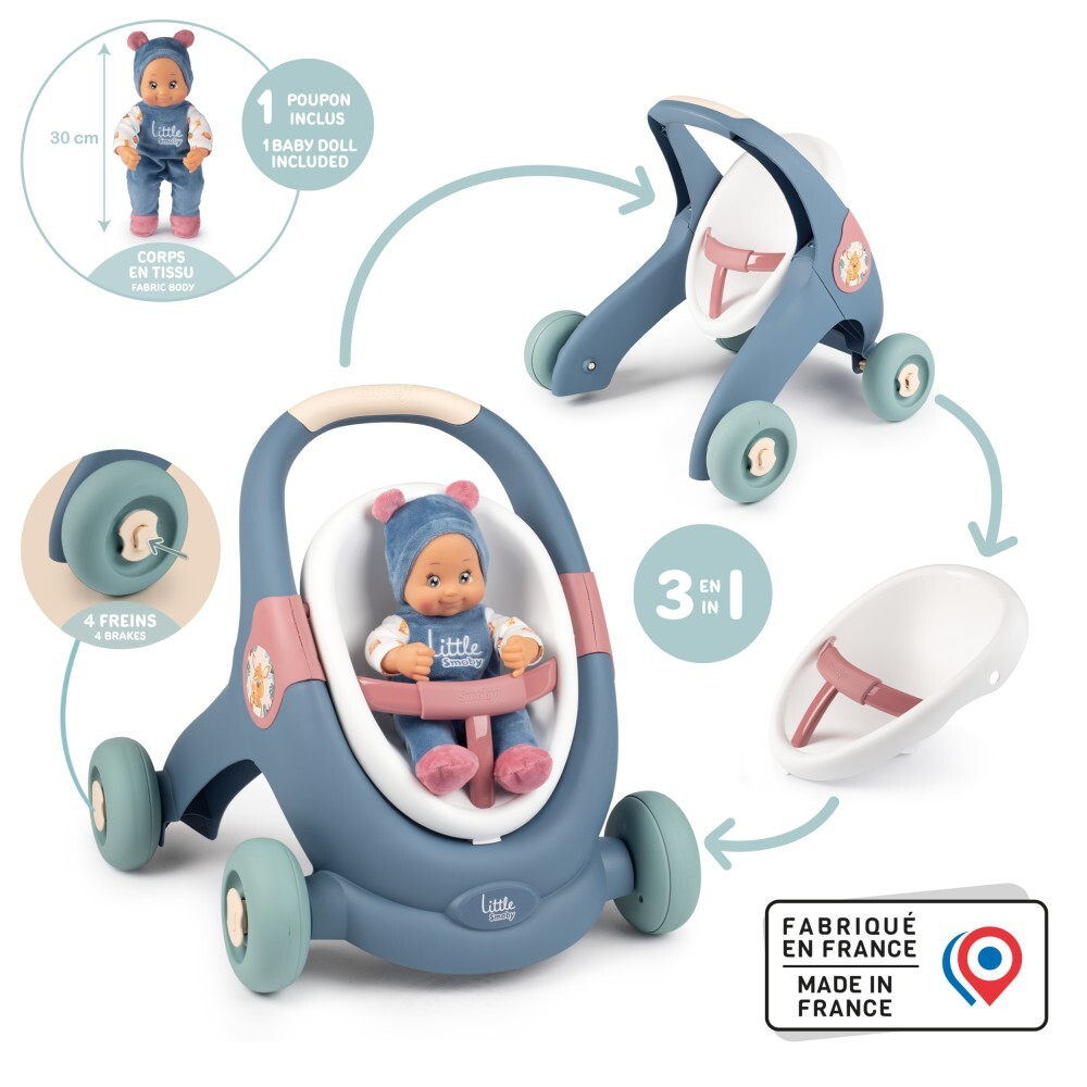 Smoby Little - Коляска 3 в 1 + Baby Doll 140308 / артикул   140308  / GTIN 3032161403083
