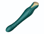 Изумрудный вибратор King с функцией возвратно-поступательных движений - 30,2 см. (Цвет: изумрудный)