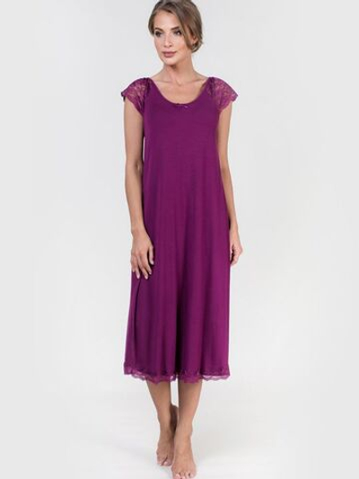 Элегантная женская сорочка с кружевом (Размер: L) (Цвет: фиолетовый)