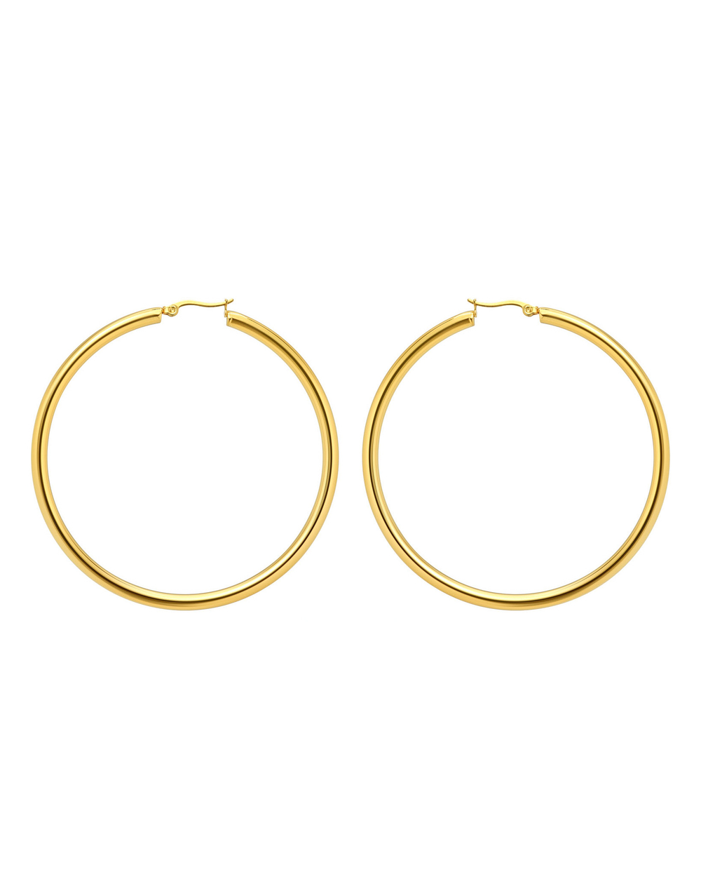 Серьги тонкие кольца 70мм, гладкий металл золото
