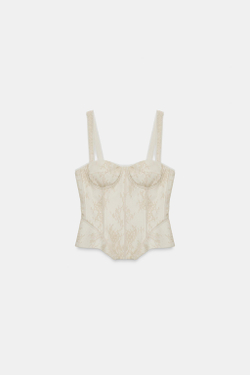 ZARA ТОП-КОРСЕТ С КРУЖЕВОМ — ZW COLLECTION, ЭКРЮ