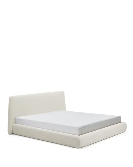 Кровать Martina со съемным чехлом из шенилла цвета экрю 180 x 200