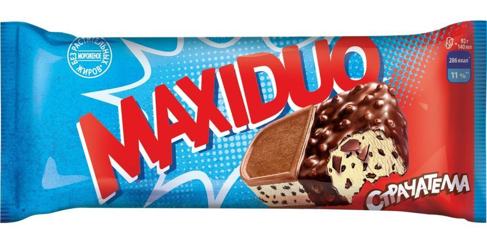 Мороженое MAXIDUO,  Страчателла, 92 гр
