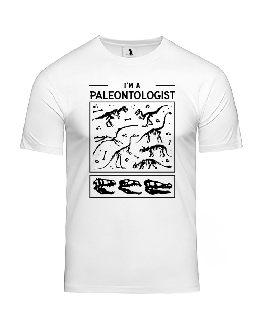 Футболка Я палеонтолог классическая прямая белая с черным рисунком