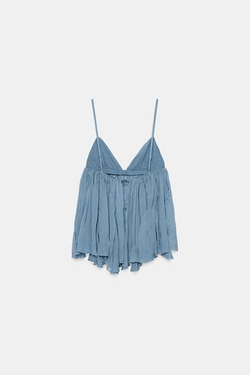 ZARA ЛЕГКИЙ ТОП НА БРЕТЕЛЯХ, СИНИЙ