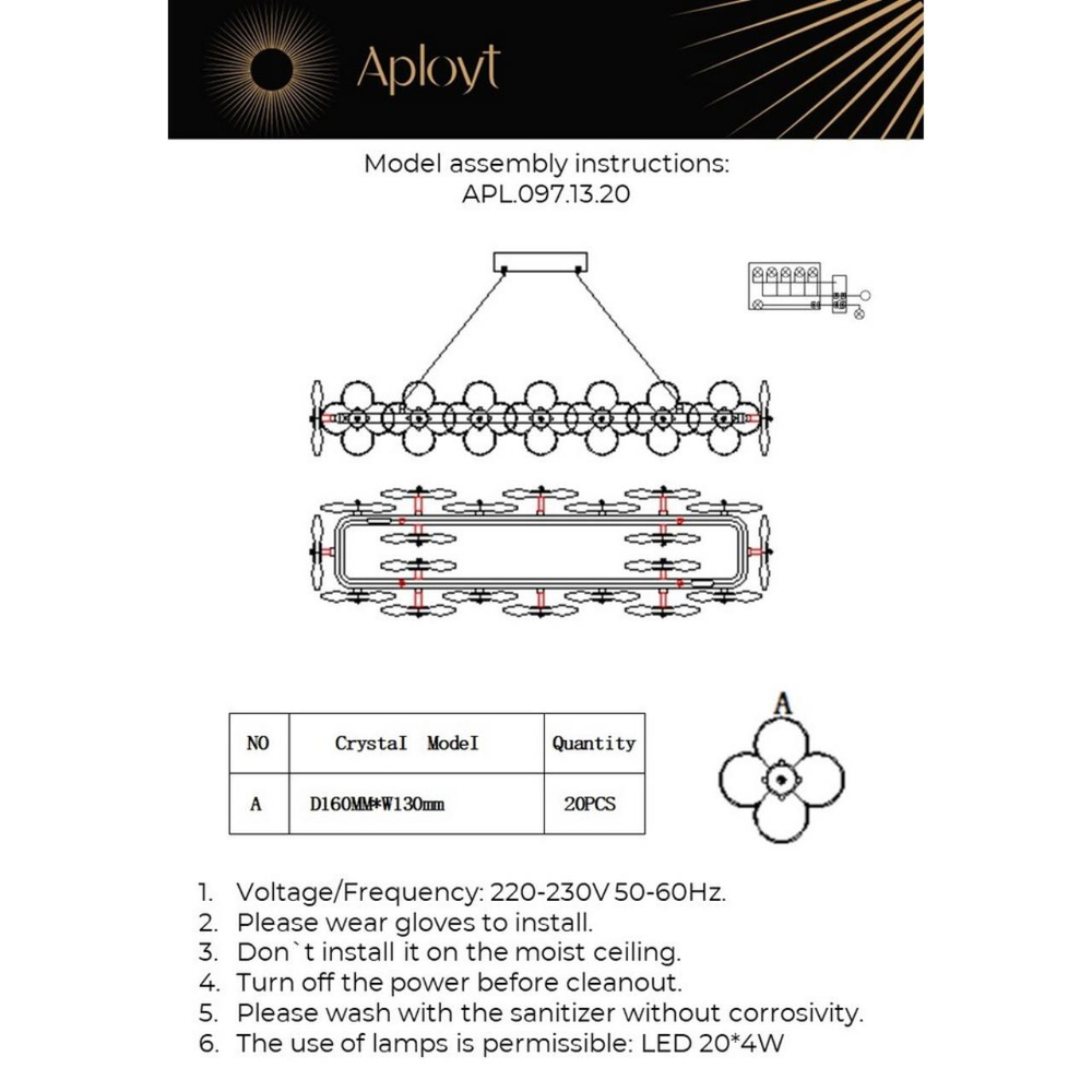 Подвесной светодиодный светильник Aployt Alunia APL.097.13.20