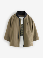 Бомбер и футболка в комплекте для мальчика Next K83-454, Хаки, Белый