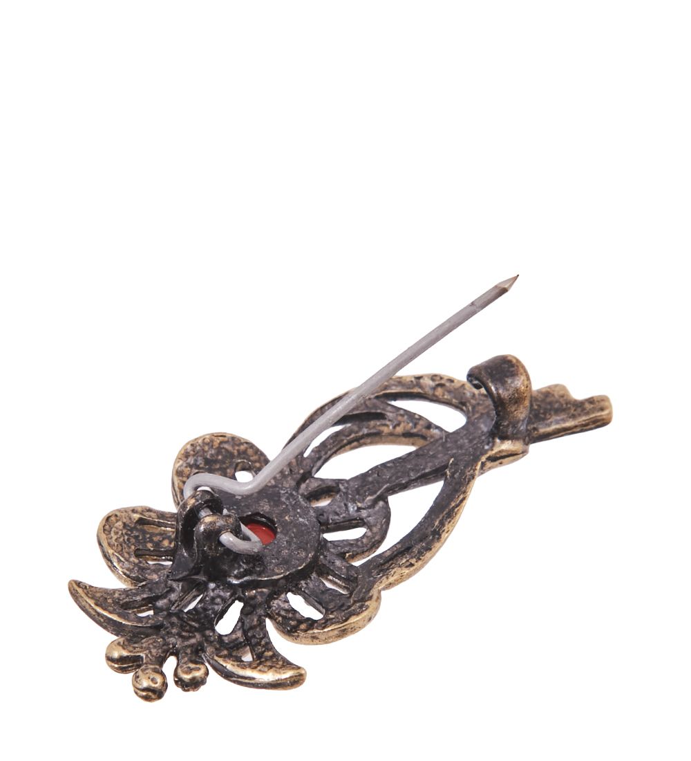 AM-4177 Брошь «Цветок Лили» (латунь, янтарь)