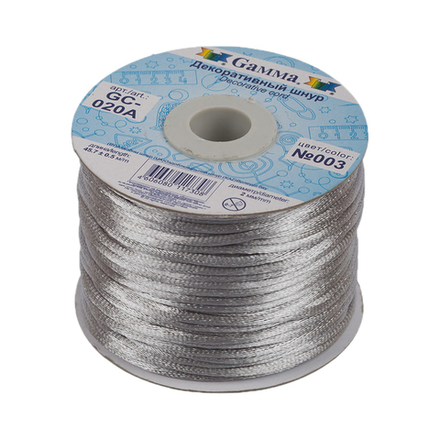 Шнур "Gamma", 2 мм, отделочный , № 003 св.серый