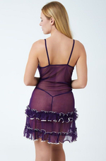 Сорочка с рюшами, контрастной отделкой и феромонами (Размер: L-XL) (Цвет: черный)