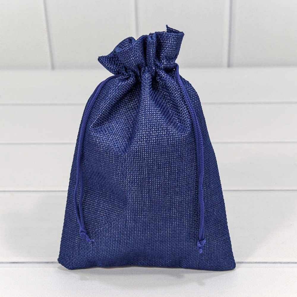 Мешочек 14х20см Лен искусственный (Синий)