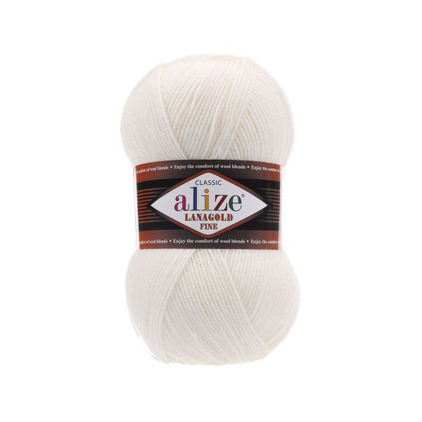 Пряжа Alize (Ализе) Lana Gold Fine / уп.5 мот. по 100 г, 390м, 450 жемчужный A