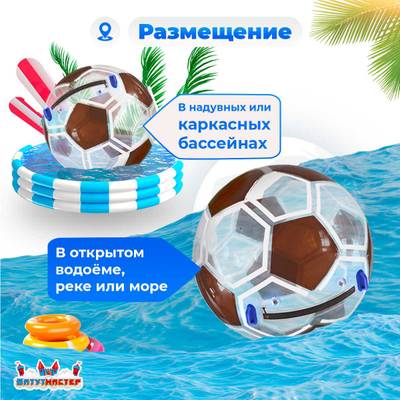 Аттракцион Водный шар ПВХ «Футбольный мяч» 2*2*2 м