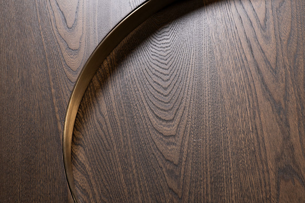 Стол журнальный круглый d110x30см Garda Decor темный шпон для гостиной