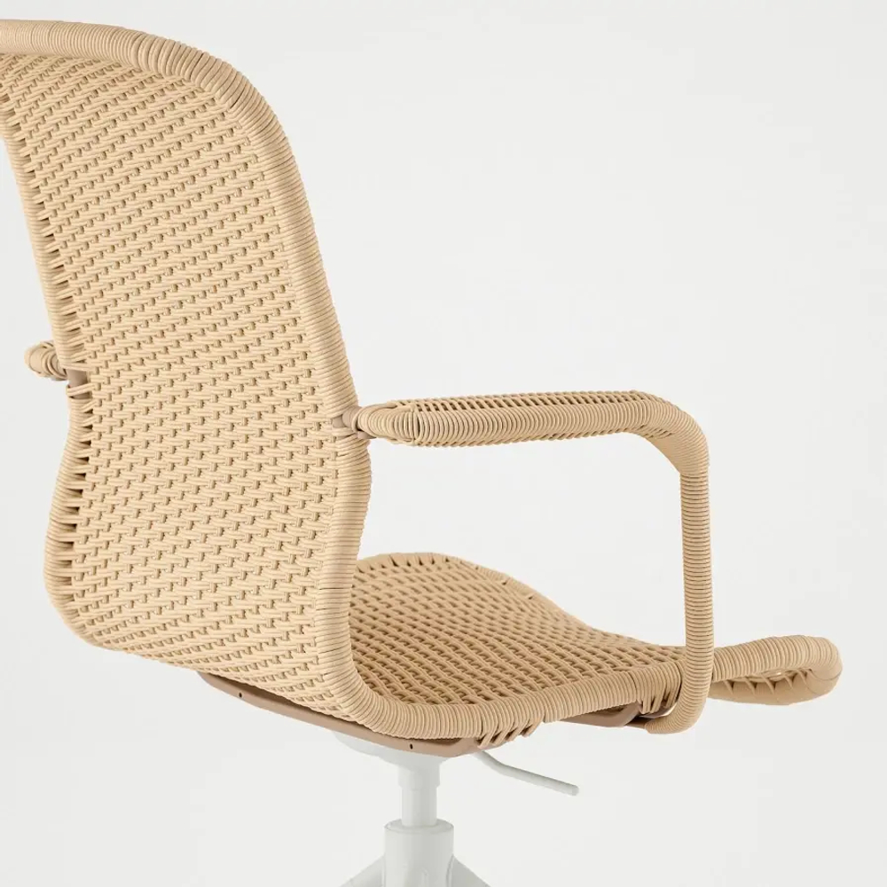 Вращающееся кресло с подлокотниками - IKEA STIGBYGEL /СТИГБЕЙГЕЛ ИКЕА, светло-коричневый/белый