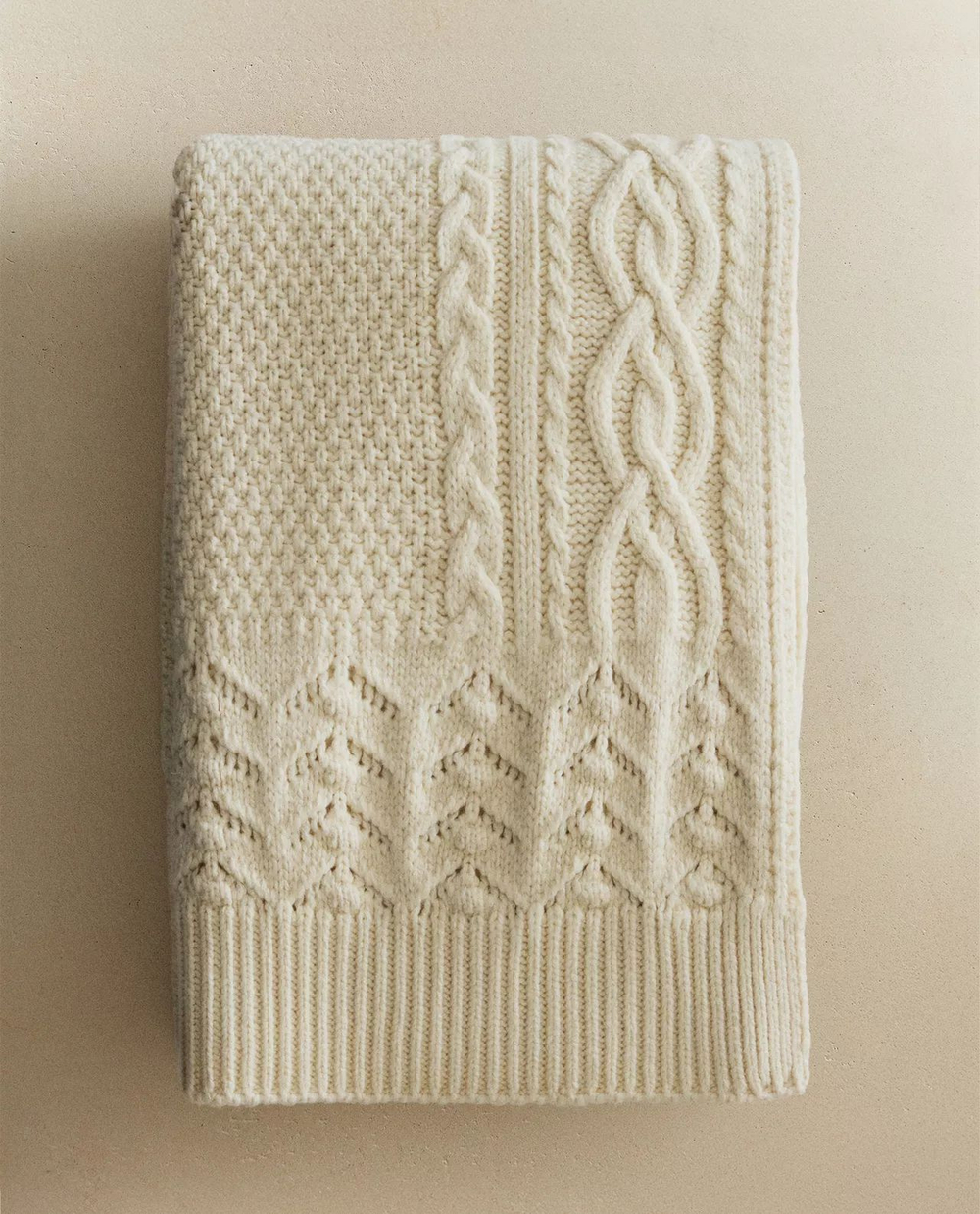 Zara Home - Шерстяной плед, экрю, 140x190 см