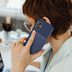 Чехол усиленный синего цвета с рельефной фактурой на смартфон Xiaomi Poco M4 5G и Poco M5, серия Onyx от Caseport