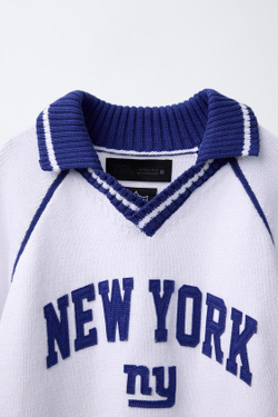 ZARA ДЖЕМПЕР С НАШИВКОЙ NEW YORK GIANTS © NFL, ЭКРЮ/СИНИЙ