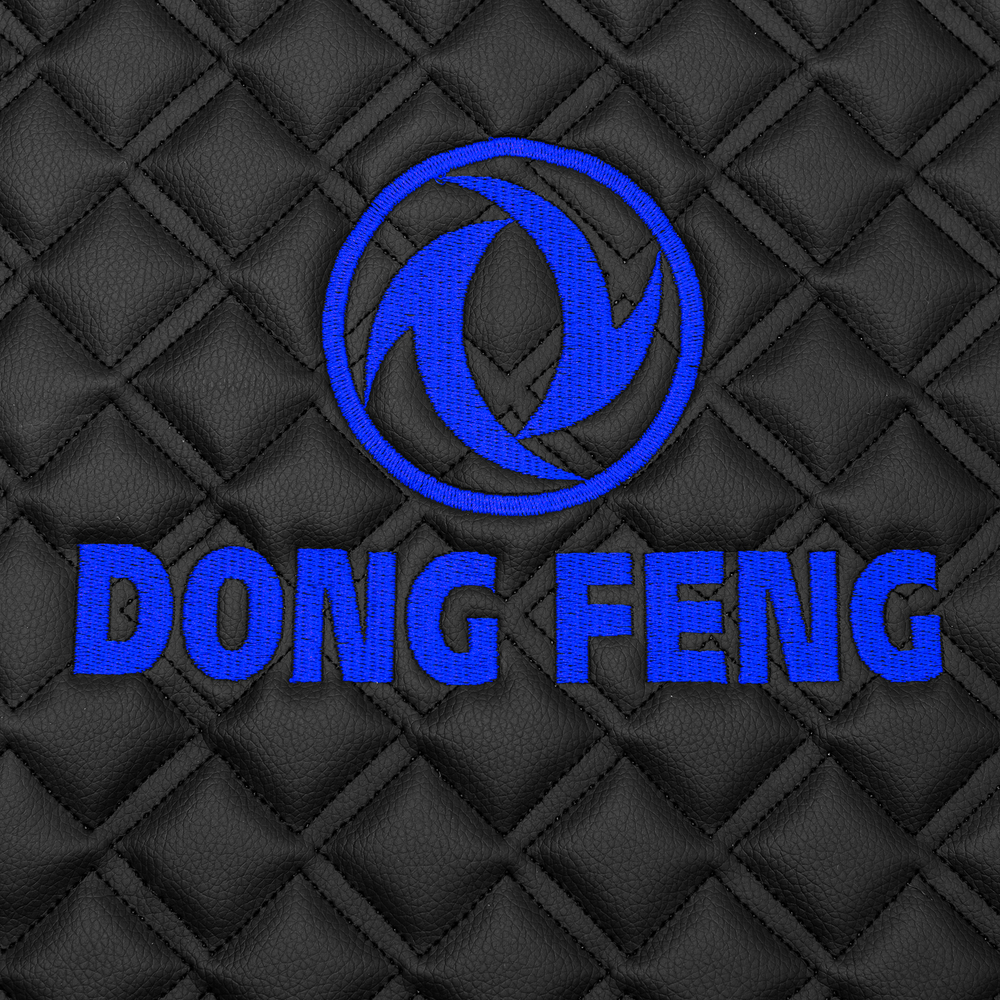 Ковры DongFeng GX, (экокожа, черный, синий кант, синяя вышивка)
