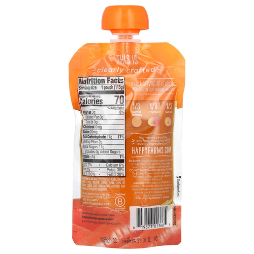 Happy Family Organics, Happy Baby®, органическое детское питание, для детей от 6 месяцев, батат, манго и морковь, 113 г (4 унции)