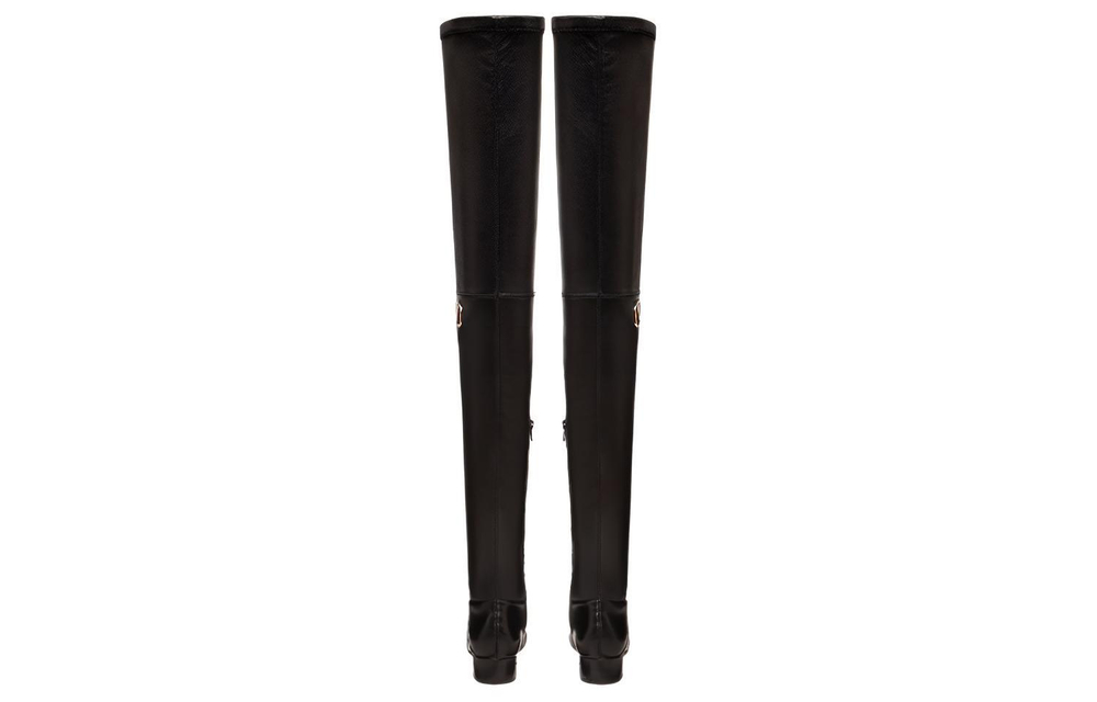 Valentino Leather Over the Knee high Boots 3cm Women"s Black