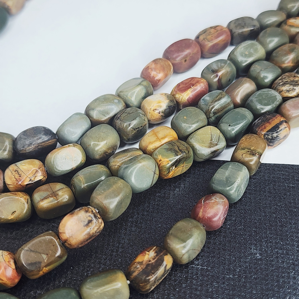 Яшма Пикассо, полихромная яшма, прямоугольник, бочонок, р-р 13×8мм, штучно