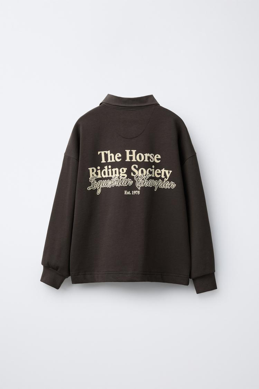 ZARA ПОЛО С ТЕКСТОМ ИЗ ВЕЛЬВЕТА, АНТРАЦИТОВО-СЕРЫЙ