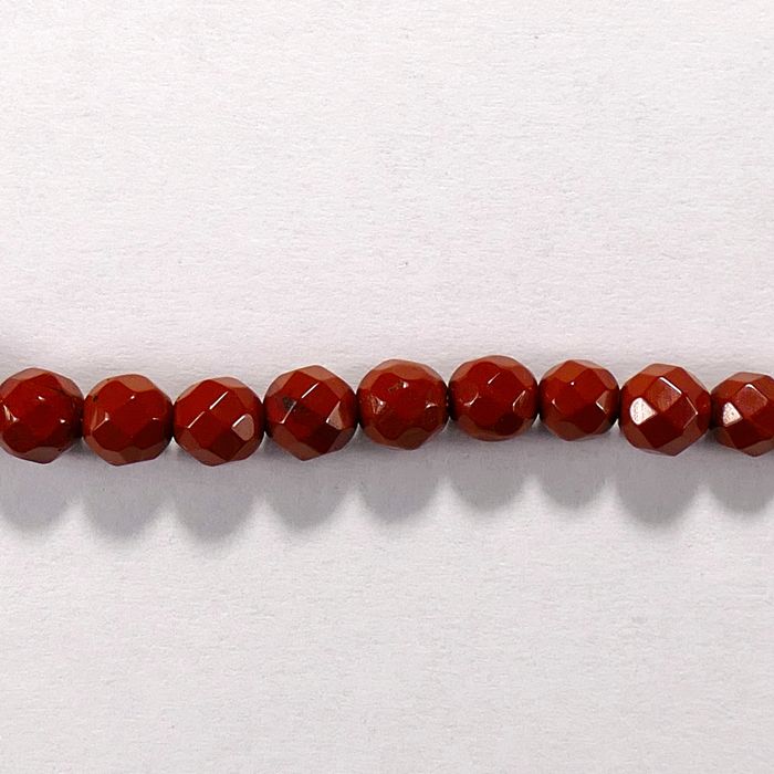 Бусина из яшмы красной, фигурная, 4 мм (шар, граненая)