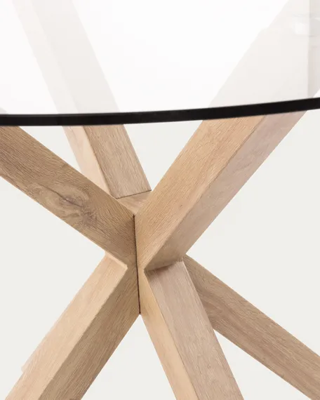 Стол Argo Ø120 см, стеклянная столешница, светлые ножки