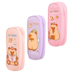 Пенал-косметичка Basir без наполнения, 22*8*5 см, серия "Капибара", 2 отделения на молнии