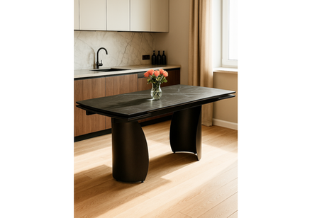 Керамический стол Woodville Готланд 160(220)х90х79 черный мрамор, черный, ножки черные