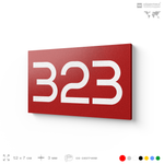 Номер на дверь 323, табличка на дверь для офиса, квартиры, кабинета, аудитории, склада, красная 120х70 мм, Айдентика Технолоджи