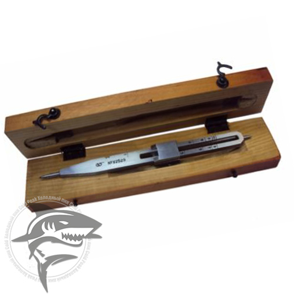 Циркуль армейский в деревянном чехле