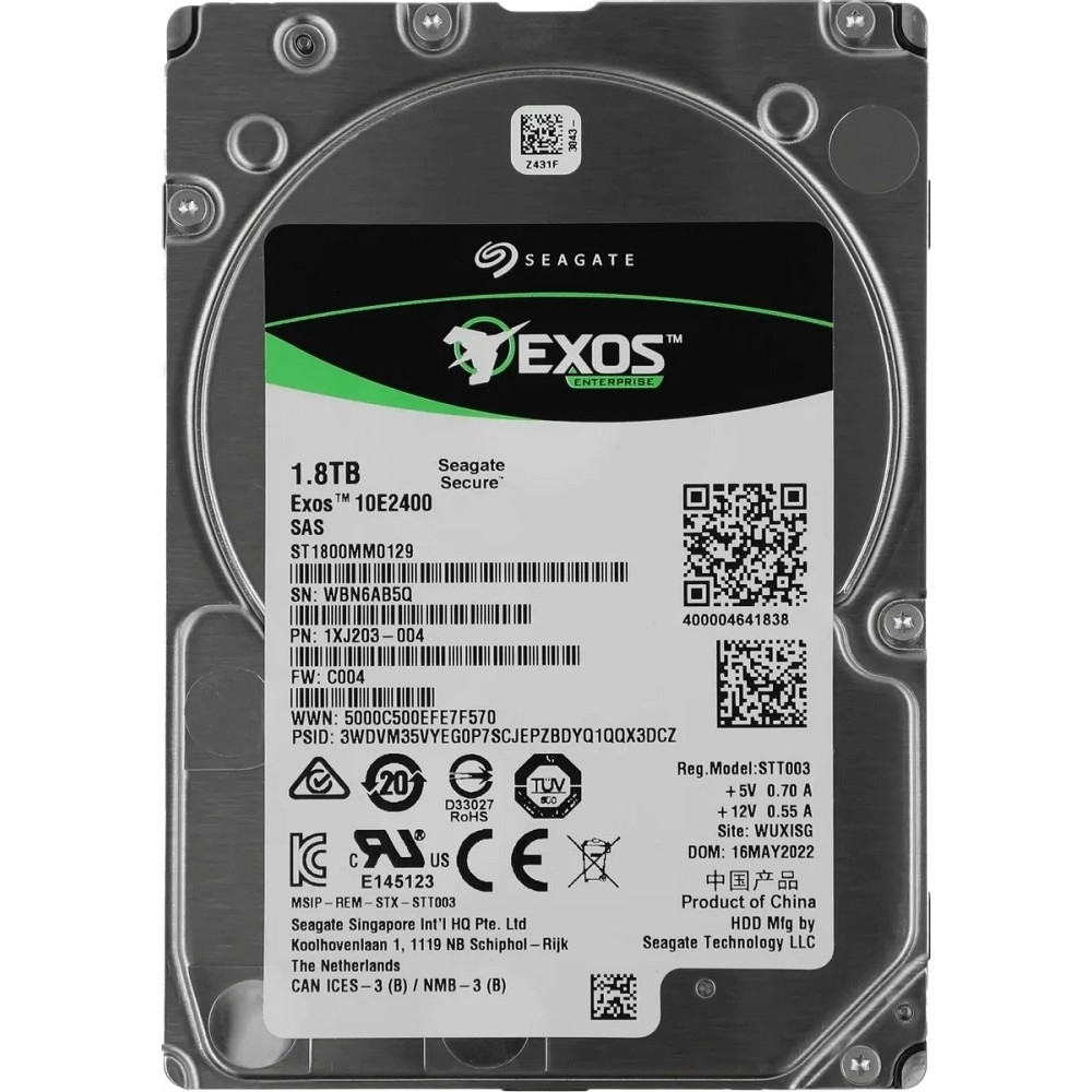 HDD жесткий диск 1.8TB Seagate Enterprise Performance Exos 10E2400 (ST1800MM0129) (SAS 12Gb/s, 10 000 prm, 256 mb buffer, 2.5") (clean pulled)