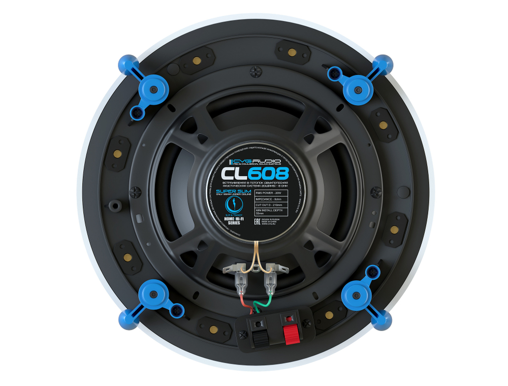 CVGAUDIO CL608 Двухполосная низкопрофильная low-impedance встраиваемая в потолок акустическая система, 6,5” (165mm), 8ohm, 20W(RMS) / 40W(max)