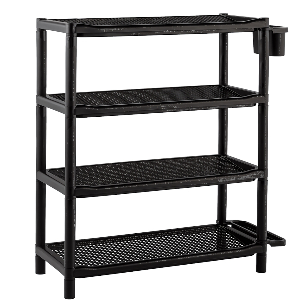 Этажерка для обуви "Элластик" широкая 4 полки 73*29*78 с подставкой для губки и зонта, цвет шоколад